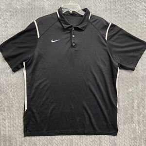 Nike Polo Shirt Mens Size XL Black Dri-fit Cutaway Collar Golf Rugby‎